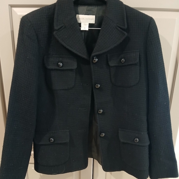 Vintage Black 100% Wool Button Down Blazer Jacket Lined Size:10 - Picture 10 of 11